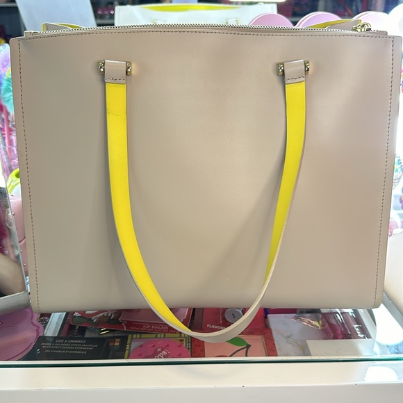 Kate Spade Nude and Yellow Tote Purse with matching wallet - Picture 2 of 10